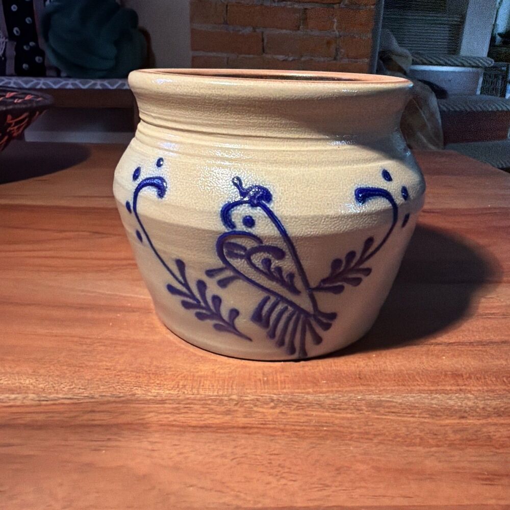 BBP Beaumont Bros. Pottery S. Rucker Salt Glaze Stoneware Crock Birds 1994 Ohio